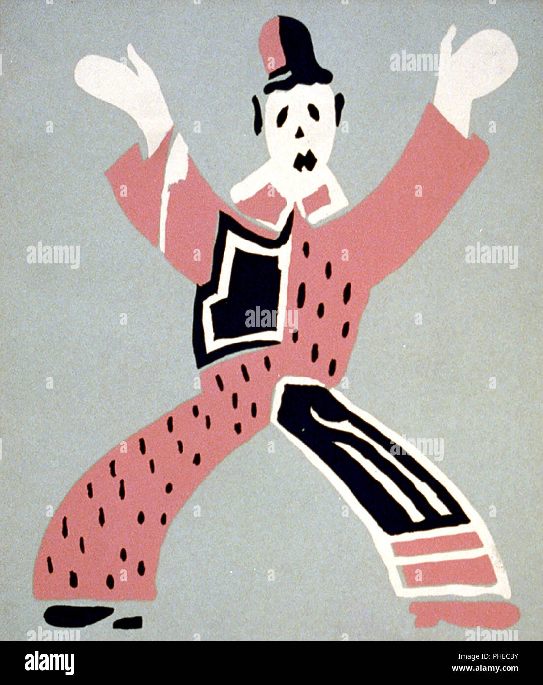 Poster per il progetto federale di Arte esposizione di bambini di disegni al progetto federale di Arte Galleria, 807 Gara San, che mostra il disegno di un clown da Jack Wittrock, età 12. Foto Stock