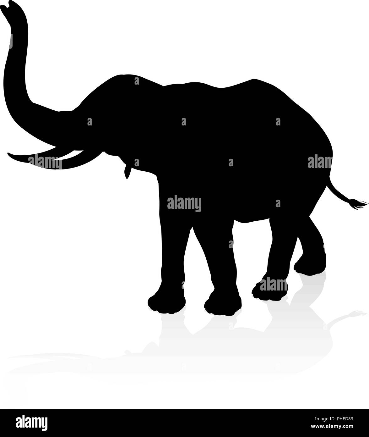 Elephant Safari Silhouette di animali Illustrazione Vettoriale