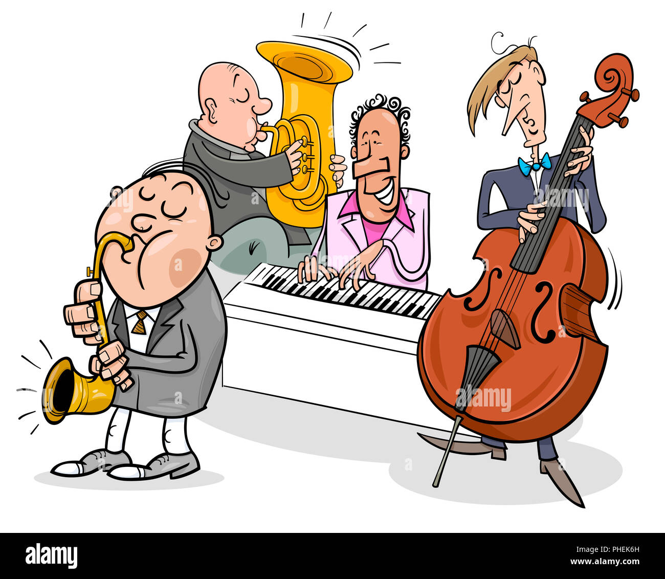 Caratteri di musicisti di suonare musica jazz Foto Stock