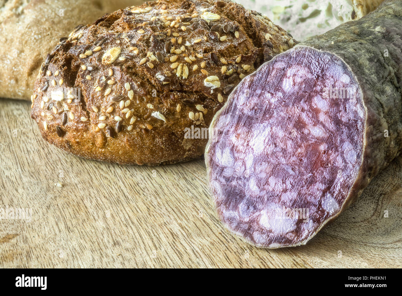 Lo spagnolo salame fatto da i suini di razza iberica Foto Stock