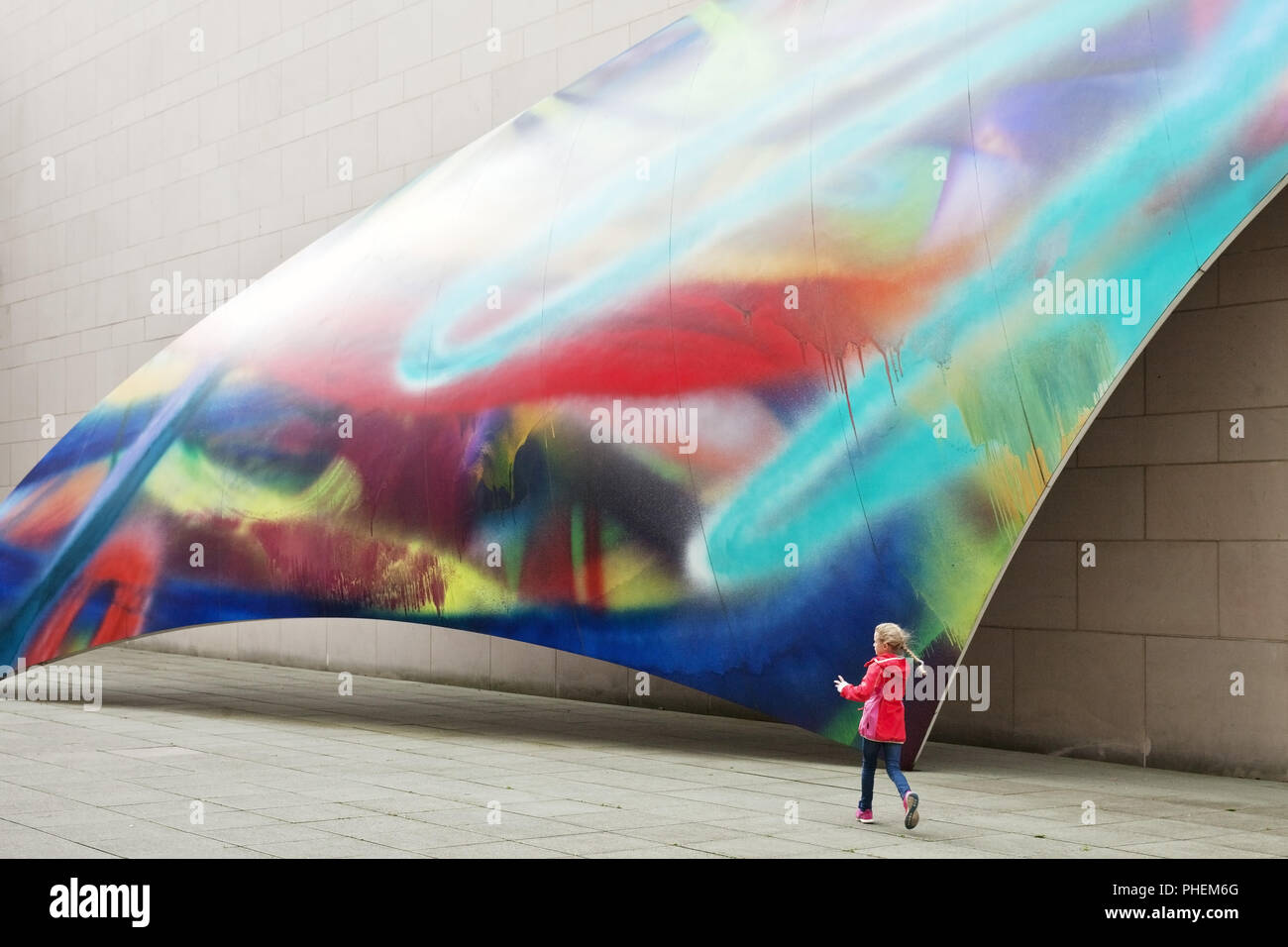 Illustrazione in sette giorni di tempo, artista Katharina Grosse, Museum Mile, Bonn, Germania, Europa Foto Stock