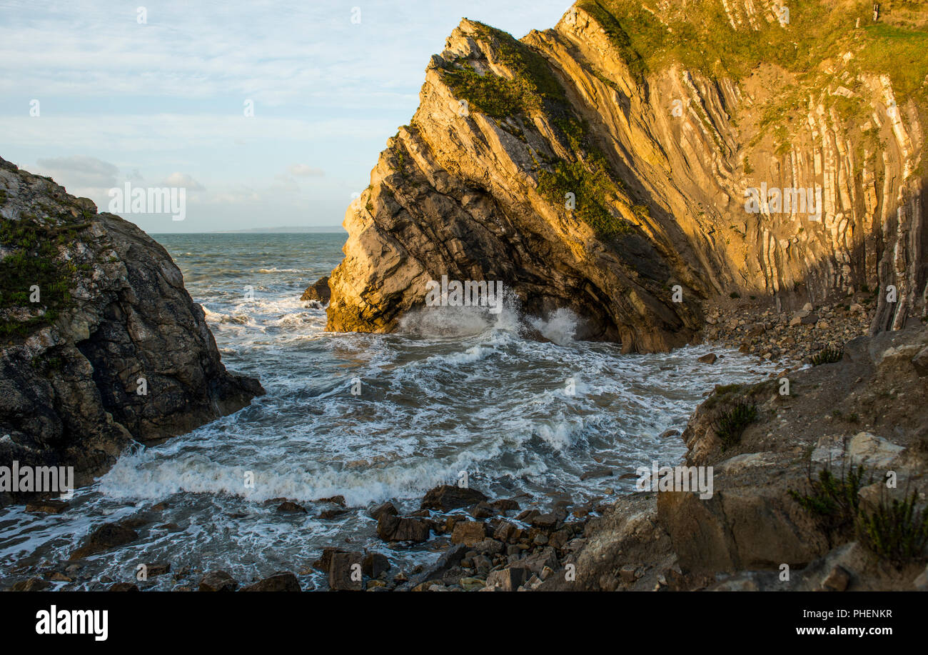 Foro di scale in Dorset su una ruvida mattina. Foto Stock