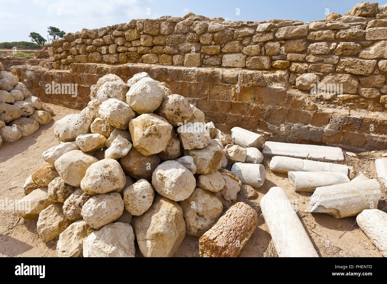 La Balista pietre in Apollonia in Israele Foto Stock