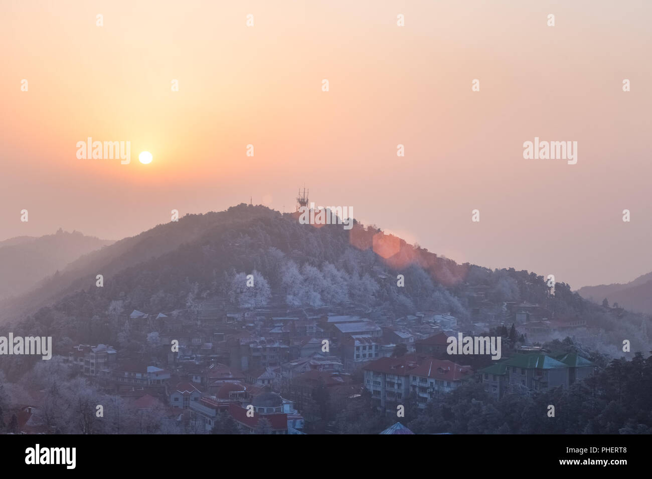 Monte lushan al crepuscolo Foto Stock