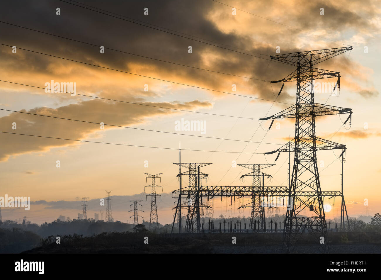 Power Tower al tramonto Foto Stock