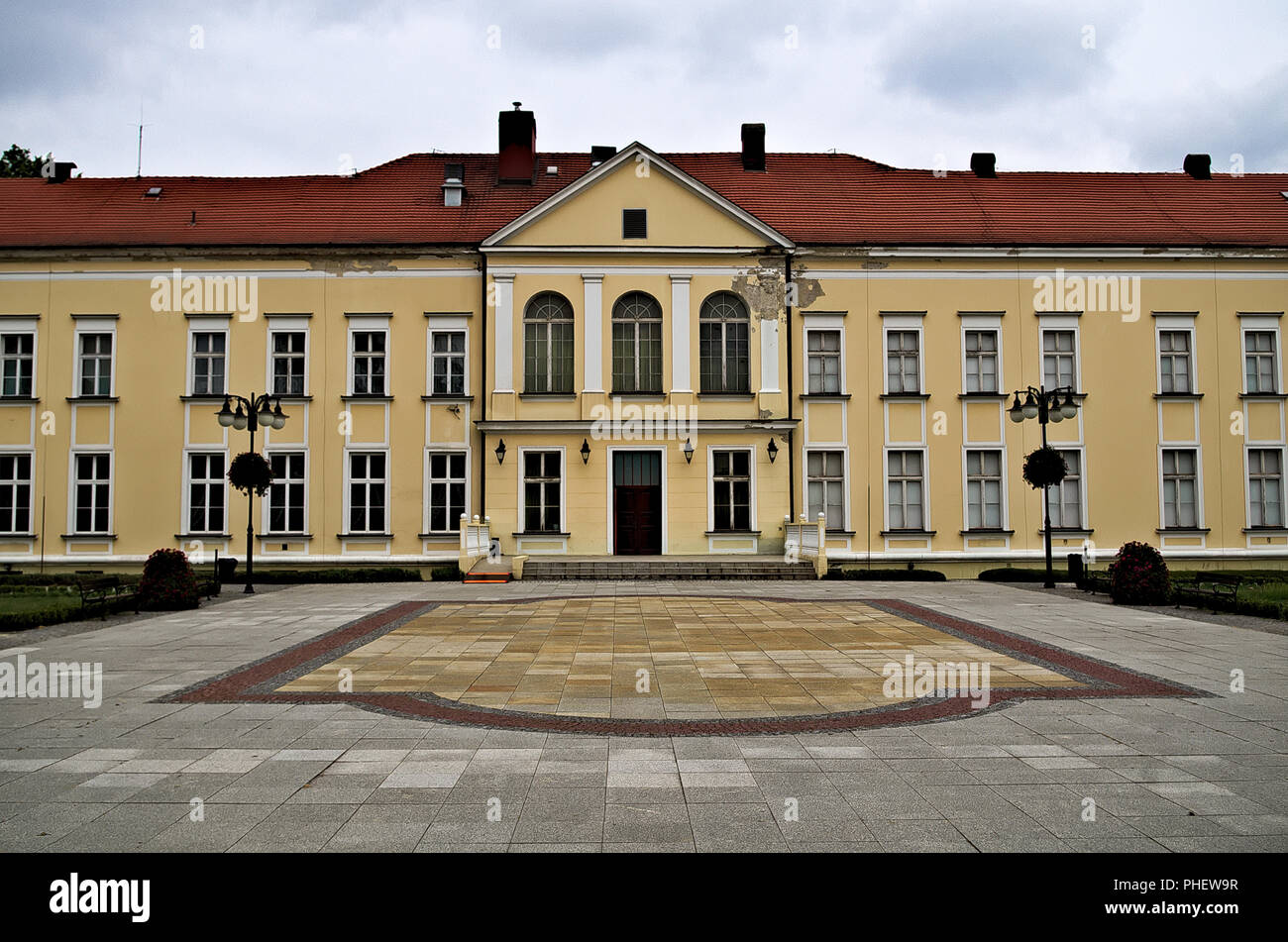 La facciata il fo Von Hoym mansion di Brzeg Dolny, Polonia. Foto Stock