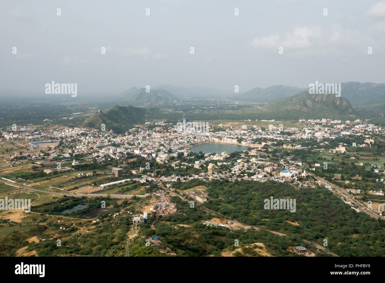 Angolo di alta vista di Pushkar, Rajasthan, India Foto Stock