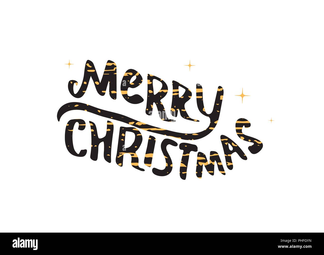 Buon Natale spazzola caratteri scritti a mano. Testo creativo a secco con texture pennello per vacanze schede design e banner. Illustrazione Vettoriale. Illustrazione Vettoriale