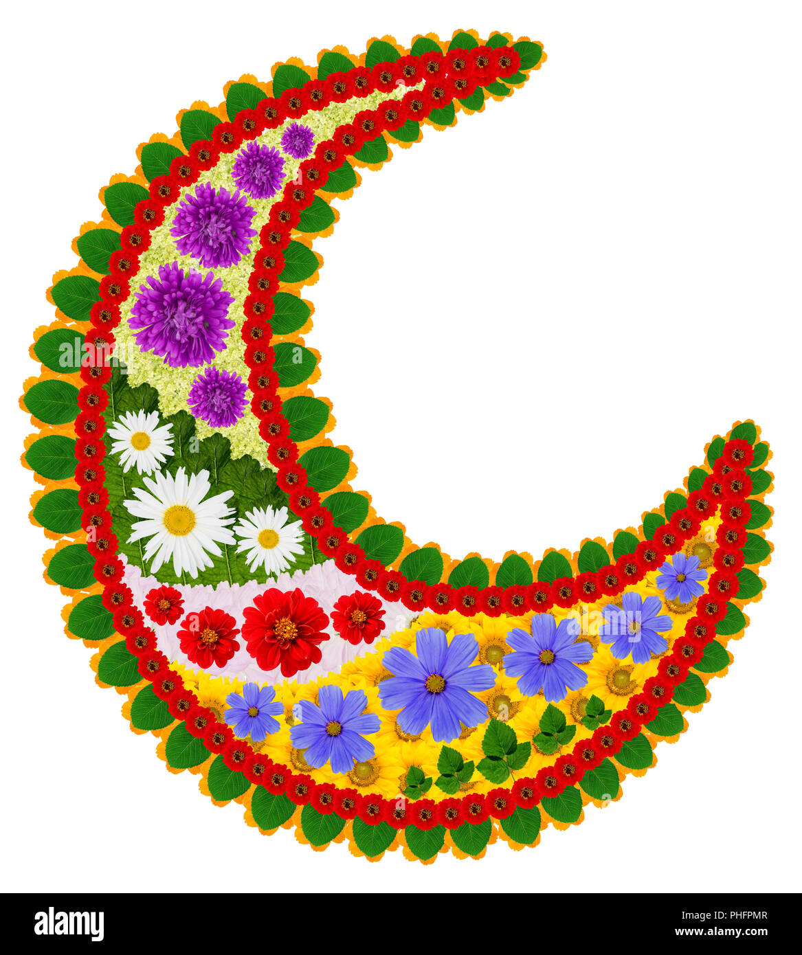 Half Moon floreali mandala buddista Foto Stock