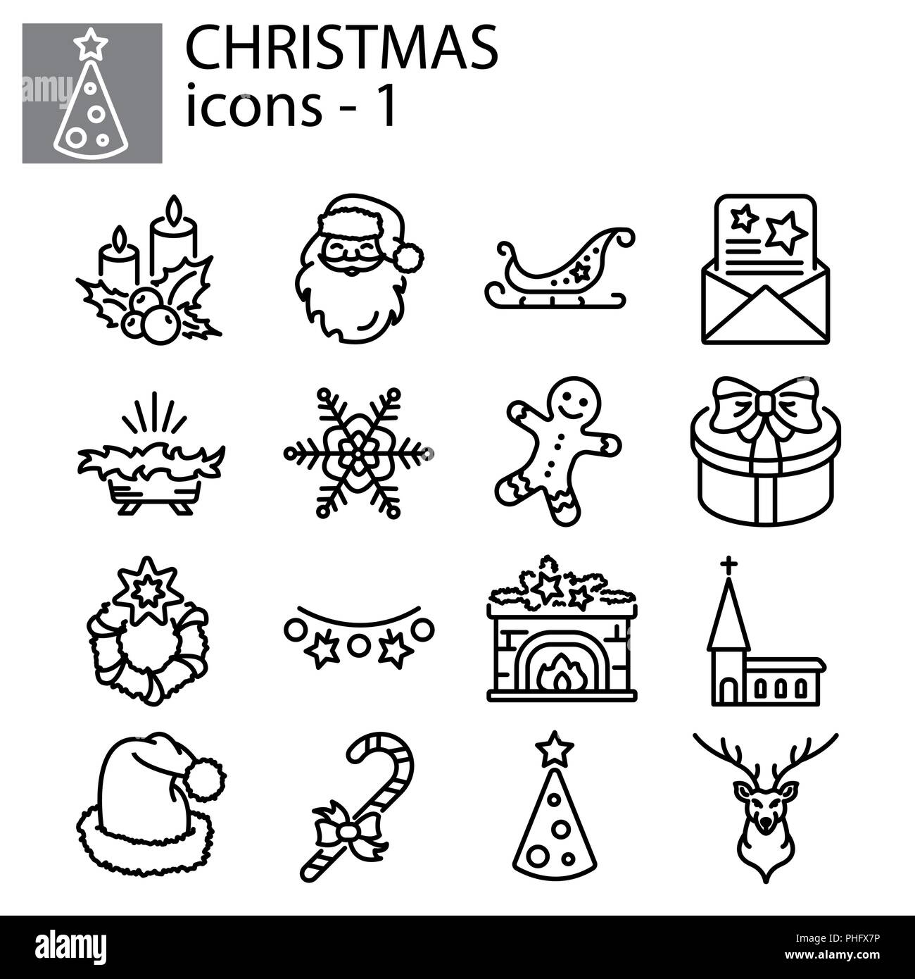 Web icone set. Natale e Anno Nuovo Illustrazione Vettoriale