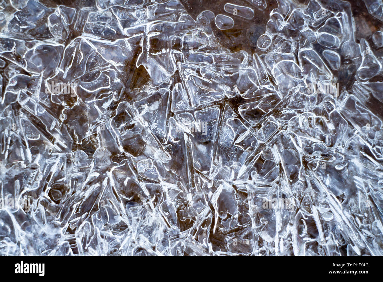 I cristalli di ghiaccio acqua congelata Foto Stock