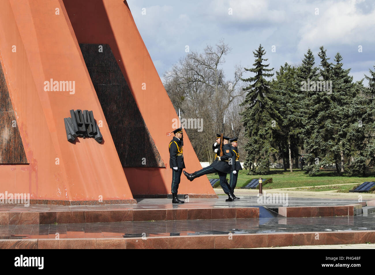 CHISINAU in Moldova - Aprile 2, 2015: memoriale in onore della vittoria nella Seconda Guerra Mondiale. Chisinau in Moldova Foto Stock