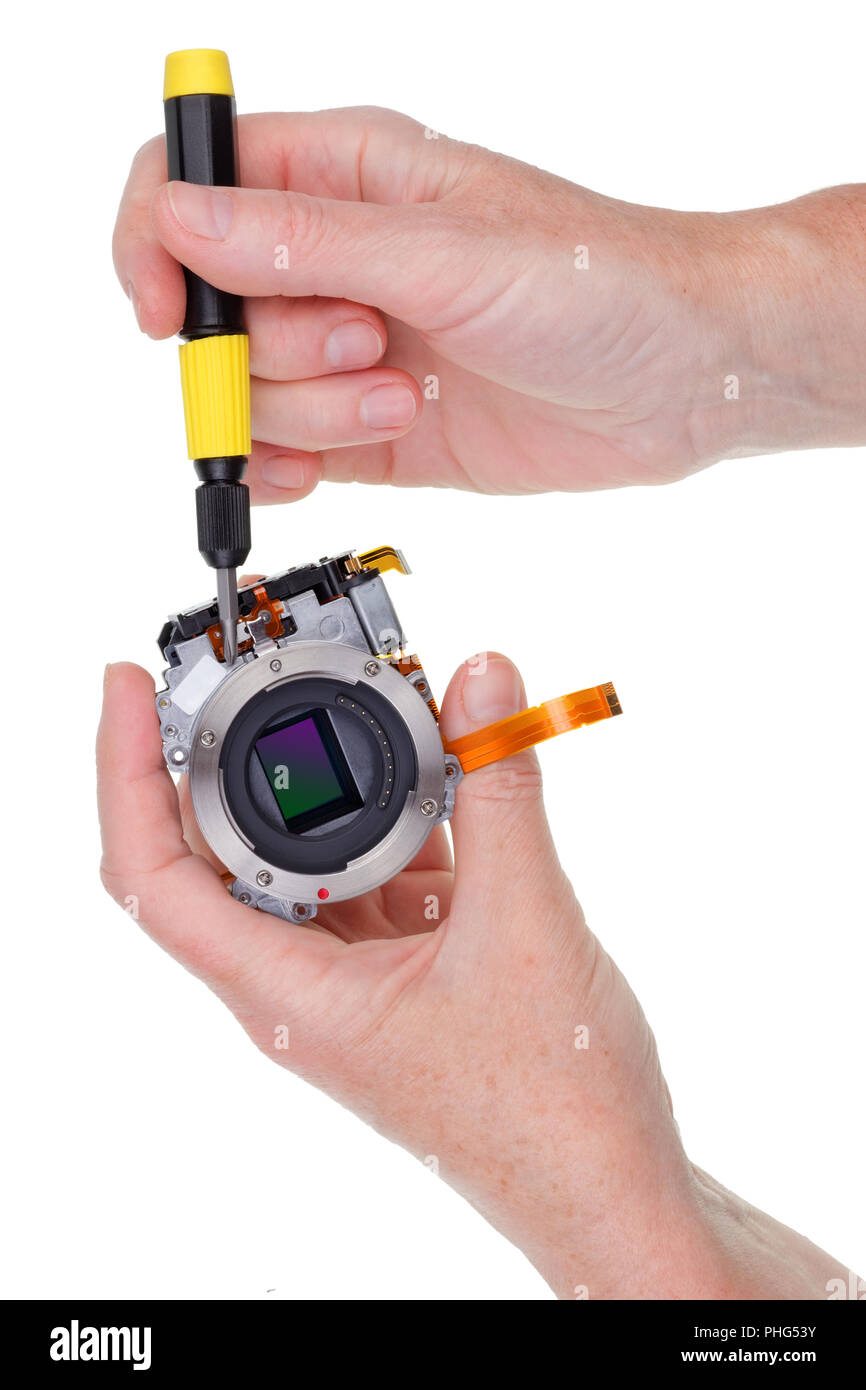 Riparare il ottico dispositivo elettronico Foto Stock