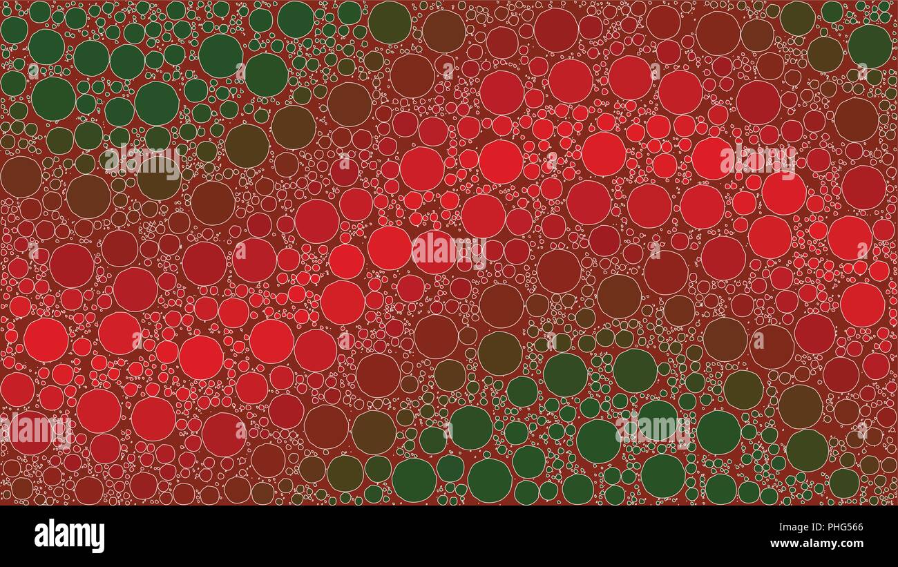 Sfondo vettoriale fatta di un verde gradiente rosso e forme rotonde che assomigliano a bolle stilizzato. Illustrazione Vettoriale