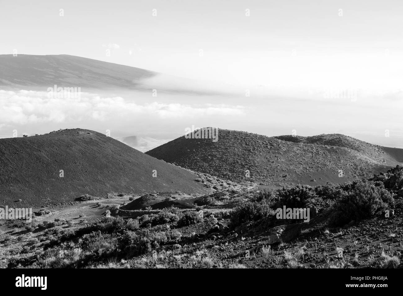 Vista mozzafiato del vulcano Mauna Loa sulla Big Island delle Hawaii. Il più grande vulcano subaerial sia in massa e volume, il Mauna Loa è stata considerare Foto Stock