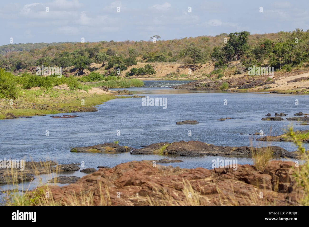 Fiume nel Parco Nazionale Kruger Sud Africa Foto Stock