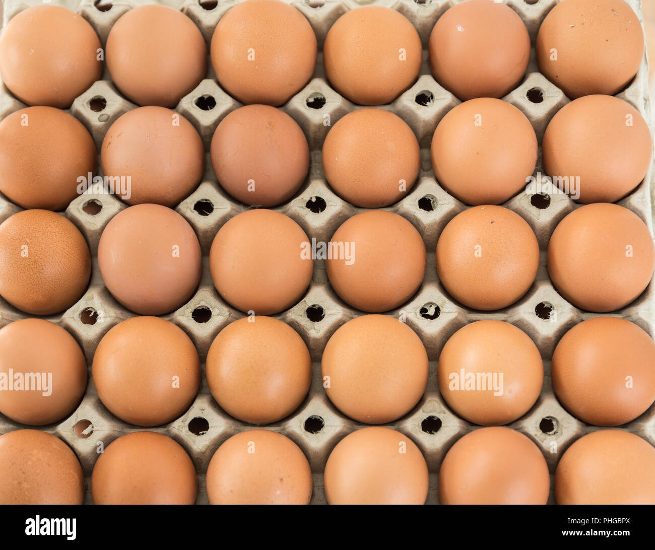 Uova di colore marrone dalla organic free range Foto Stock