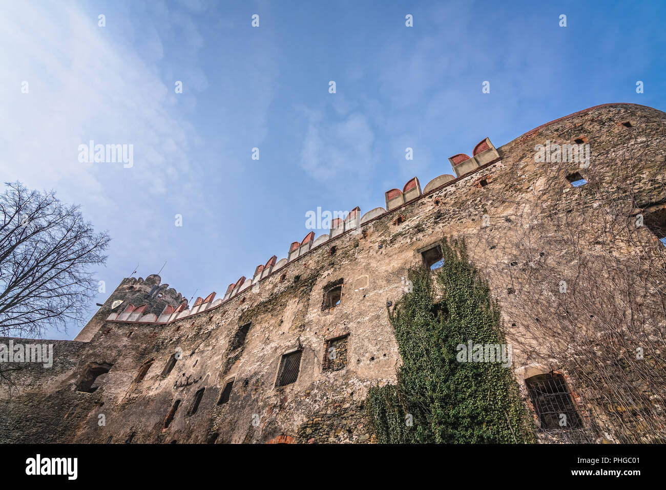 Pareti del medievale castello di Bolkow Foto Stock