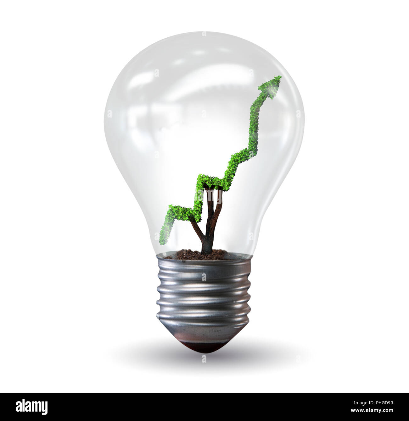 Energia verde concetto con linea verde nel grafico della lampadina della luce Foto Stock