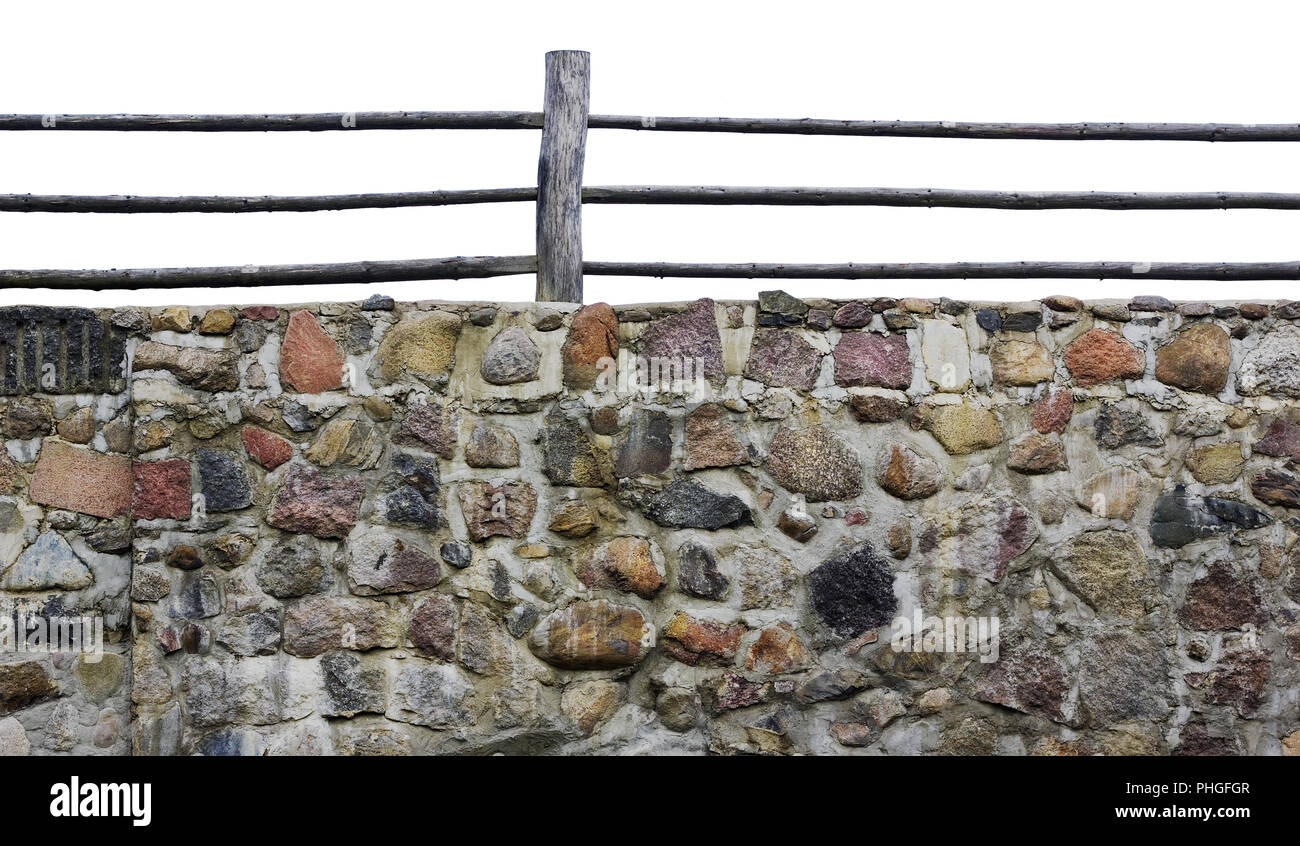 Frammento vecchio muro di granito Foto Stock