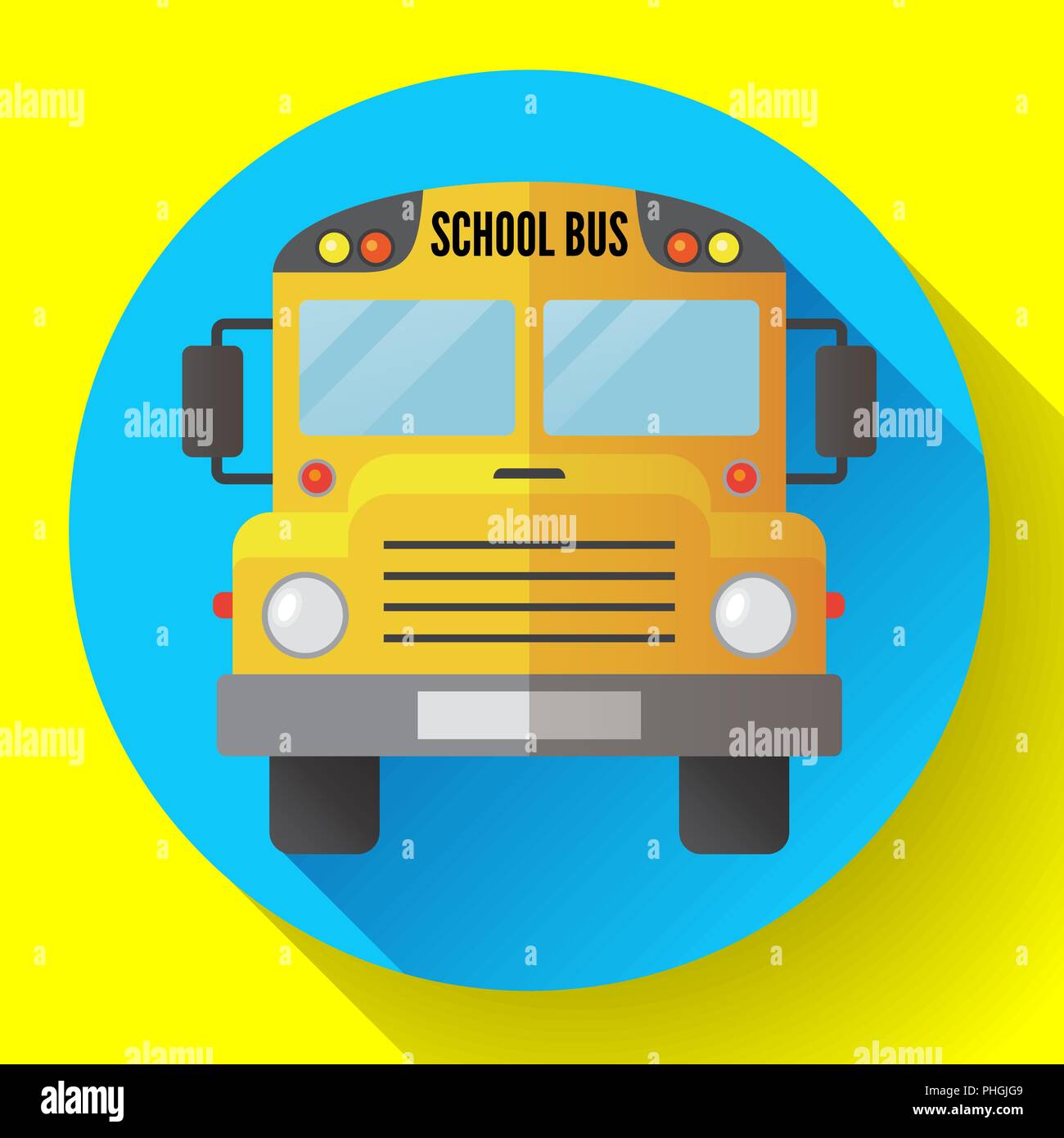 Scuola di giallo icona bus isolata su sfondo bianco Illustrazione Vettoriale