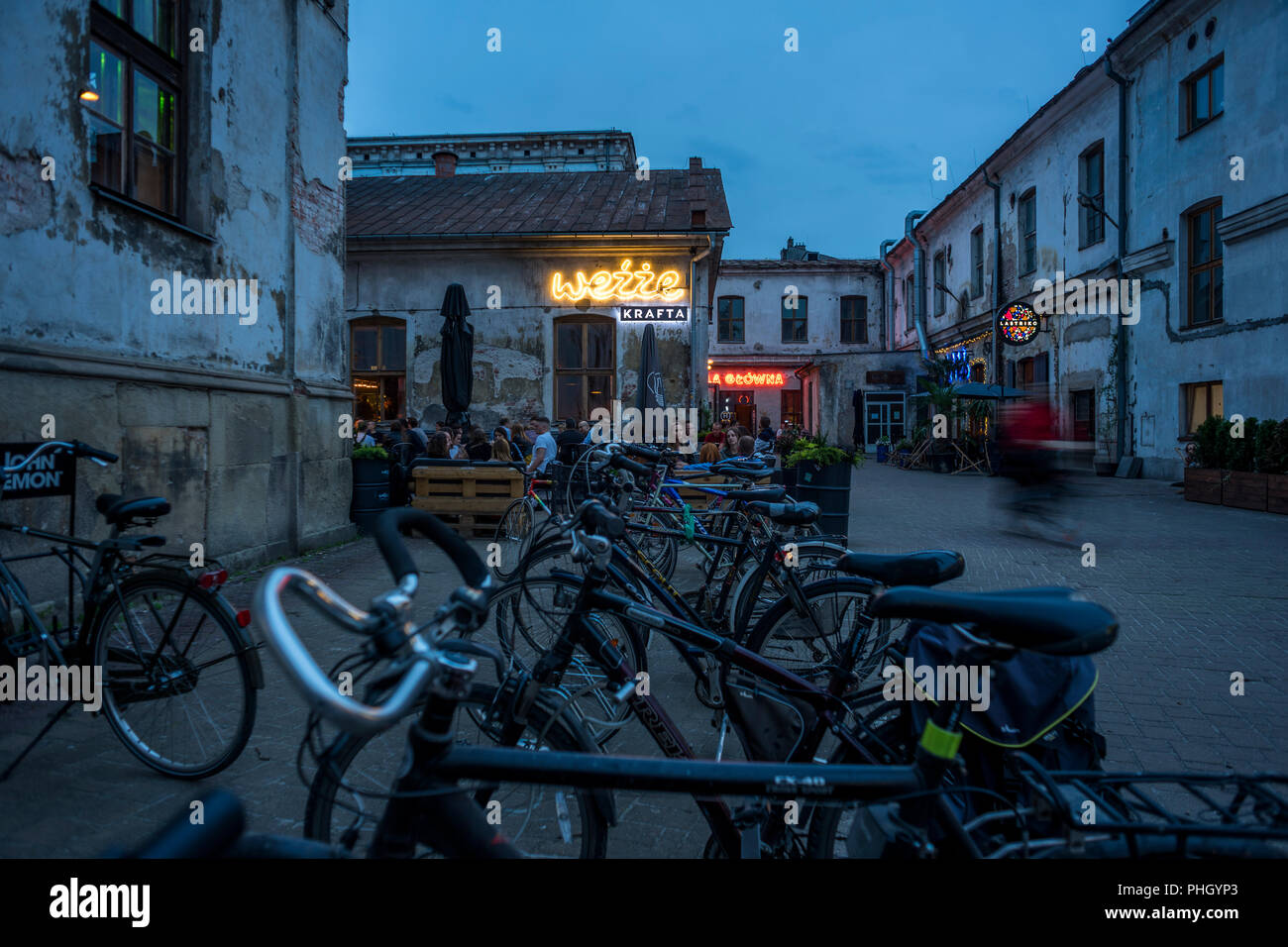 Tytano è un abbandono della fabbrica di tabacco a Cracovia dove caffetterie, pub, ristoranti e organizzazioni culturali spostato in. Foto Stock