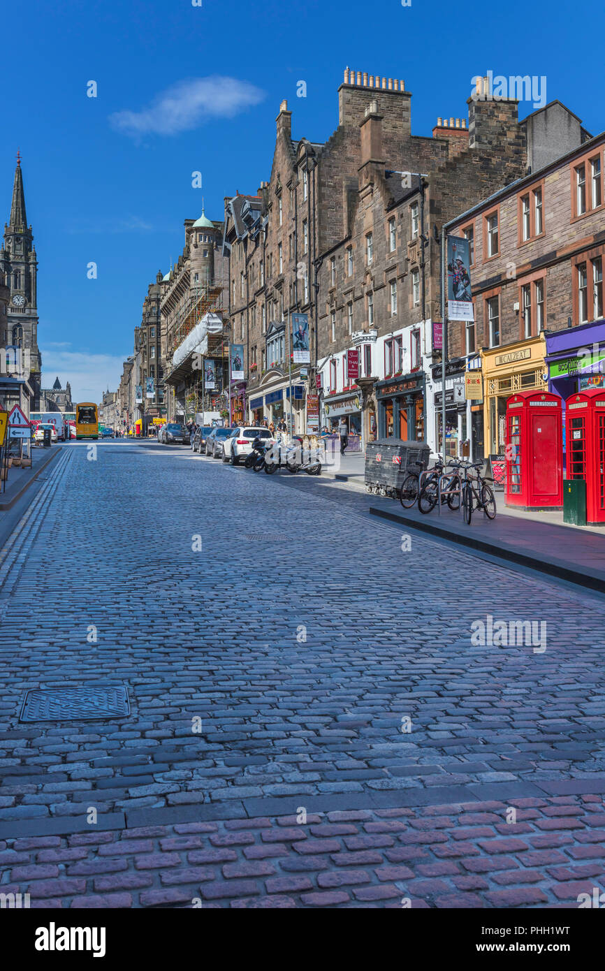 Case vintage, Royal Mile di Edimburgo, Scozia, Regno Unito Foto Stock