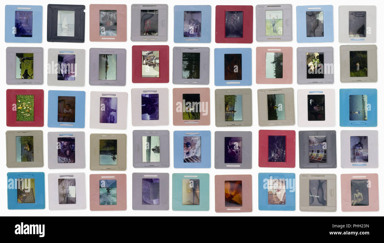 Il vecchio colore diapositive di famiglia Foto Stock