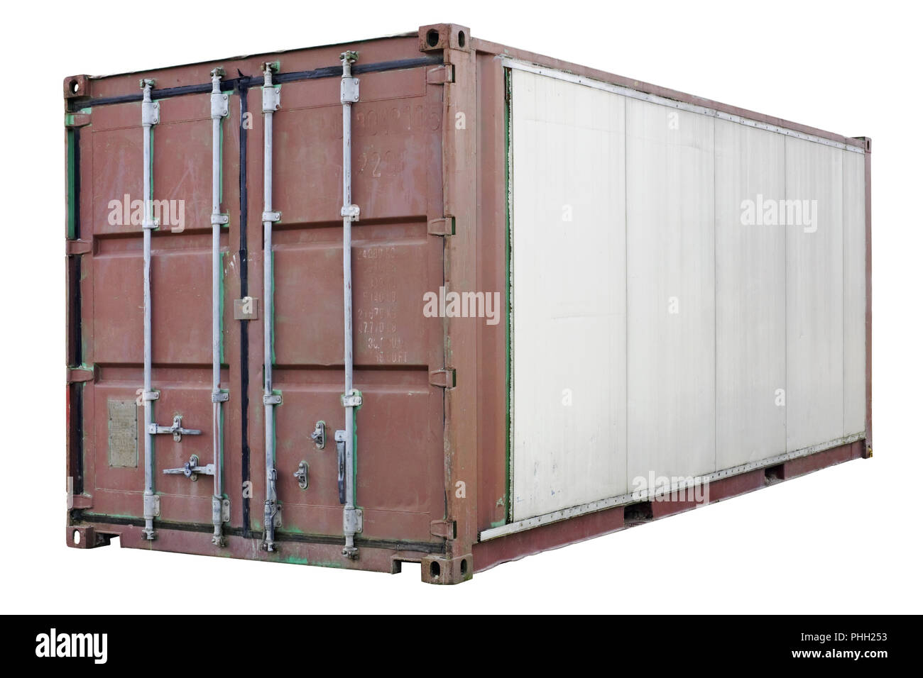 Vecchio standard contenitore in acciaio Foto Stock