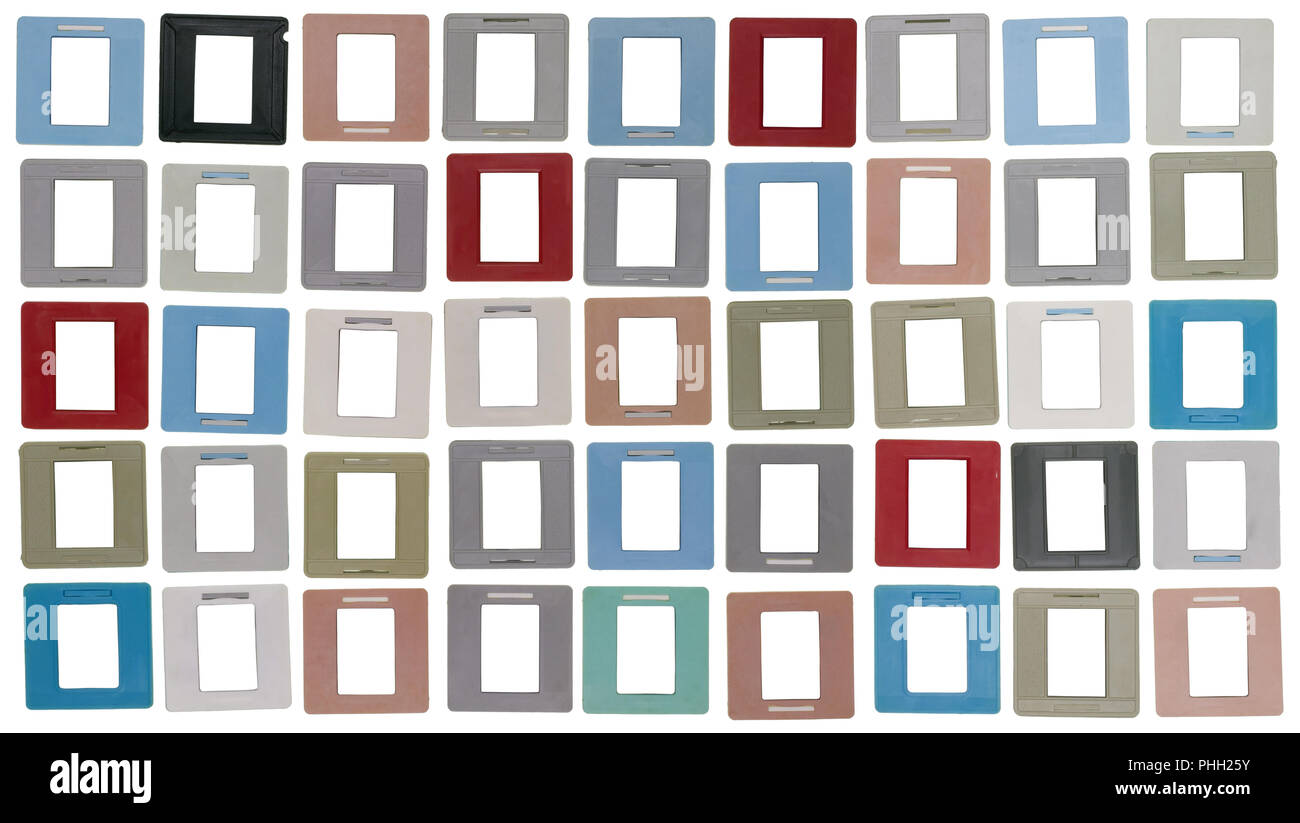 Vecchio film scivola gruppo isolato Foto Stock