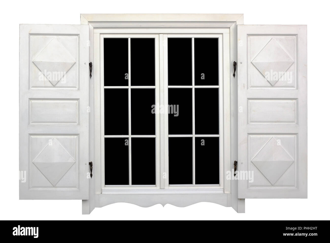 Villaggio finestra bianca isolata Foto Stock