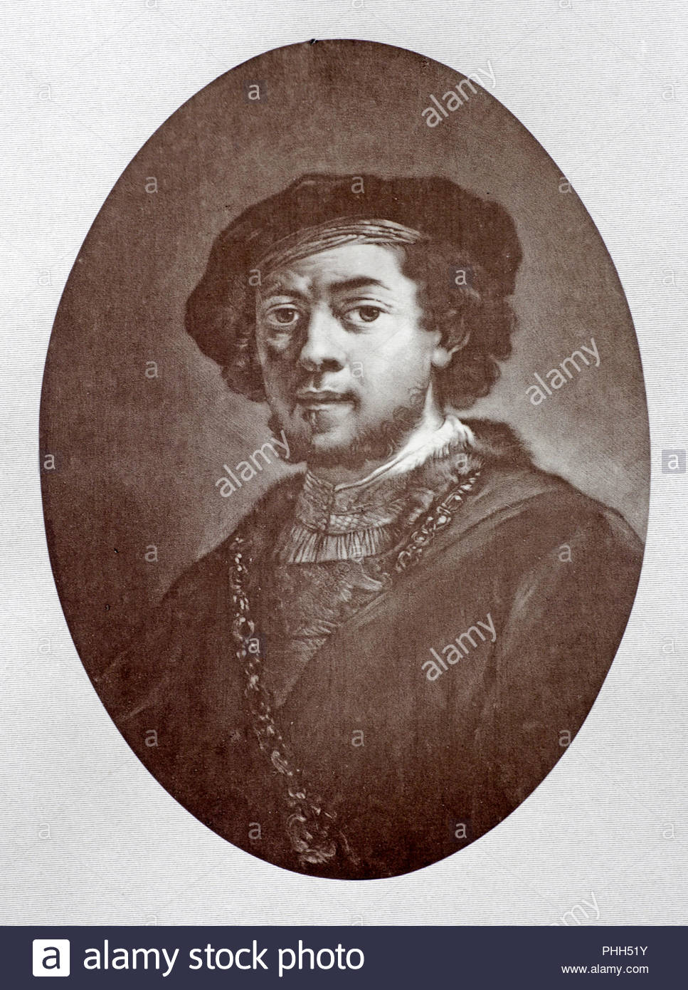 Harmenszoon Rembrandt van Rijn in gioventù, 1606 - 1669 era un disegnatore olandese, pittore e incisore, illustrazione di antiquariato dal 1880 Foto Stock