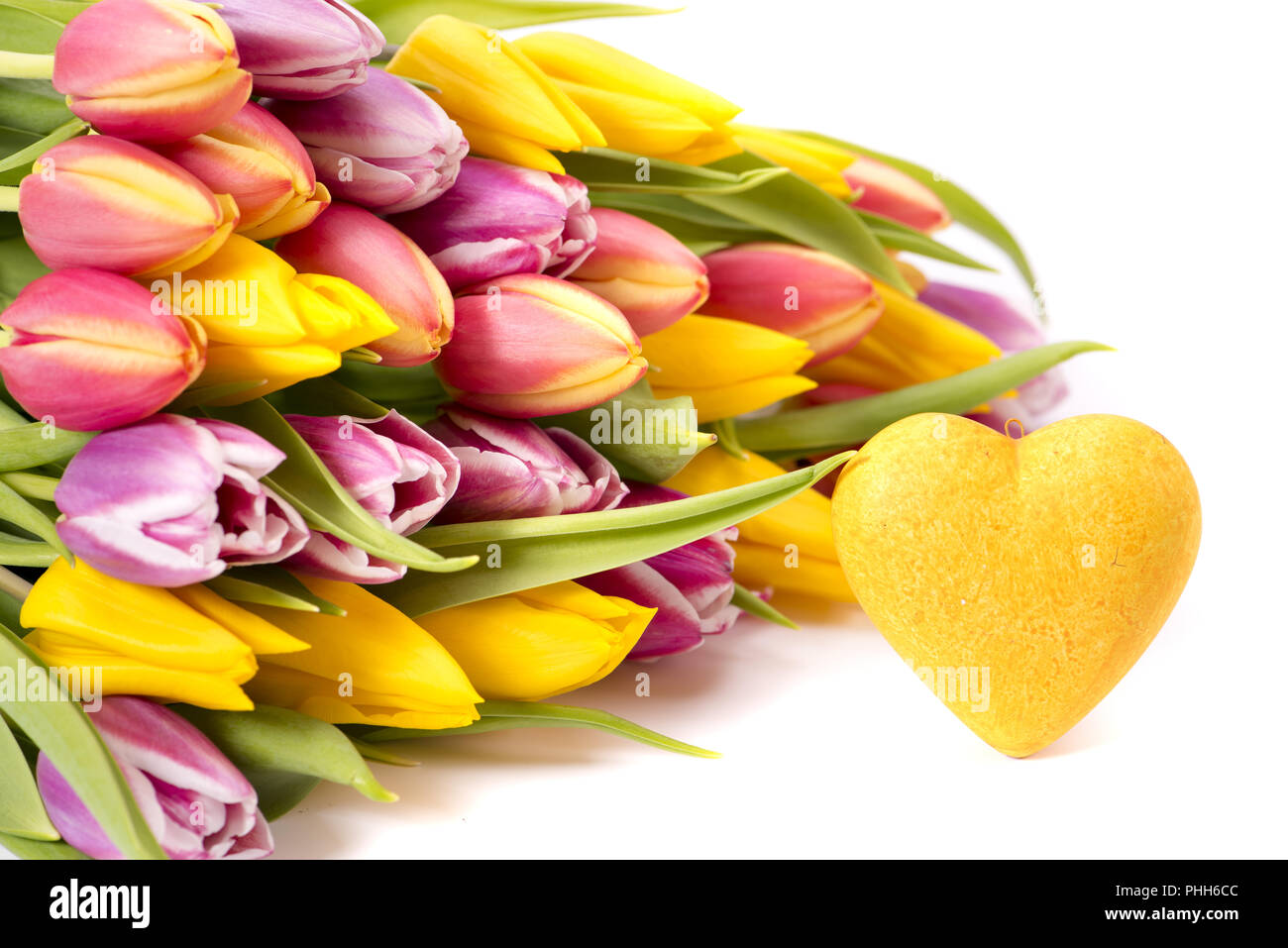 Mazzo di tulipani con cuore Foto Stock