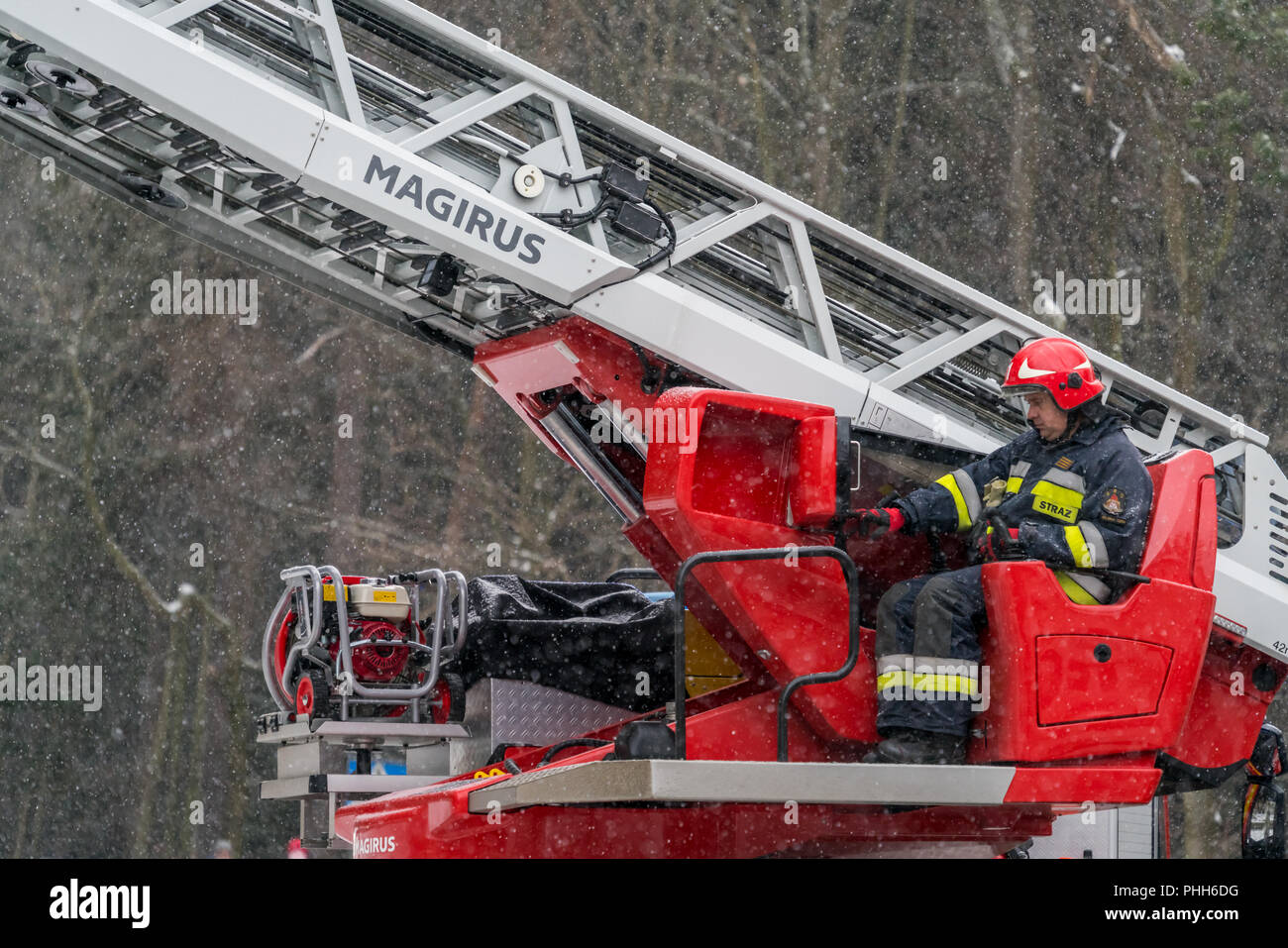 Firefighter estensibile operativo braccio gru Foto Stock