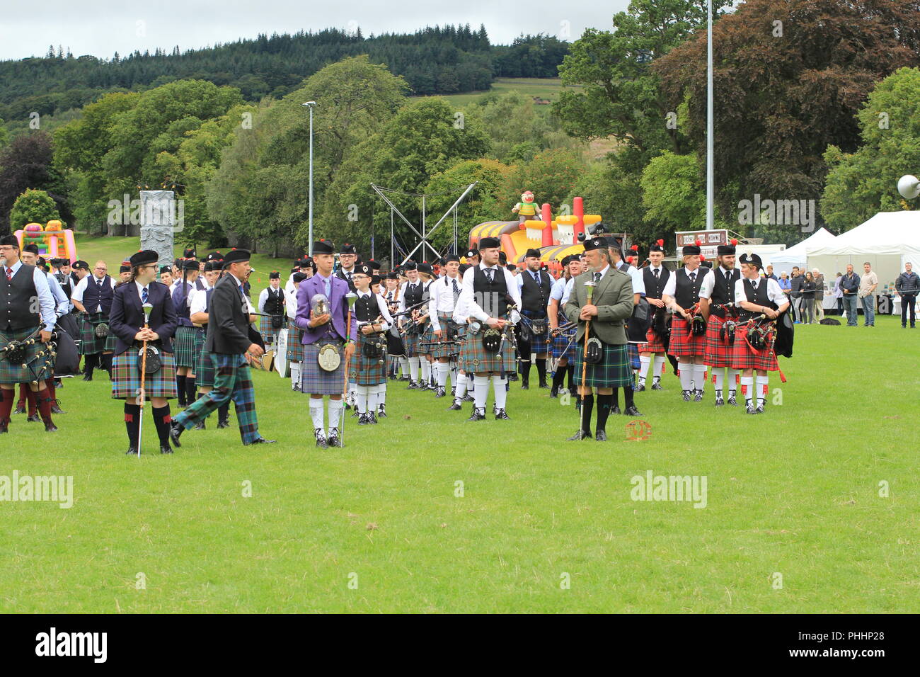 Giochi delle Highland, marzo passato & Gala di premiazione. Il primo settembre 2018, fieno Lodge Park Peebles, Scotland, Regno Unito Foto Stock