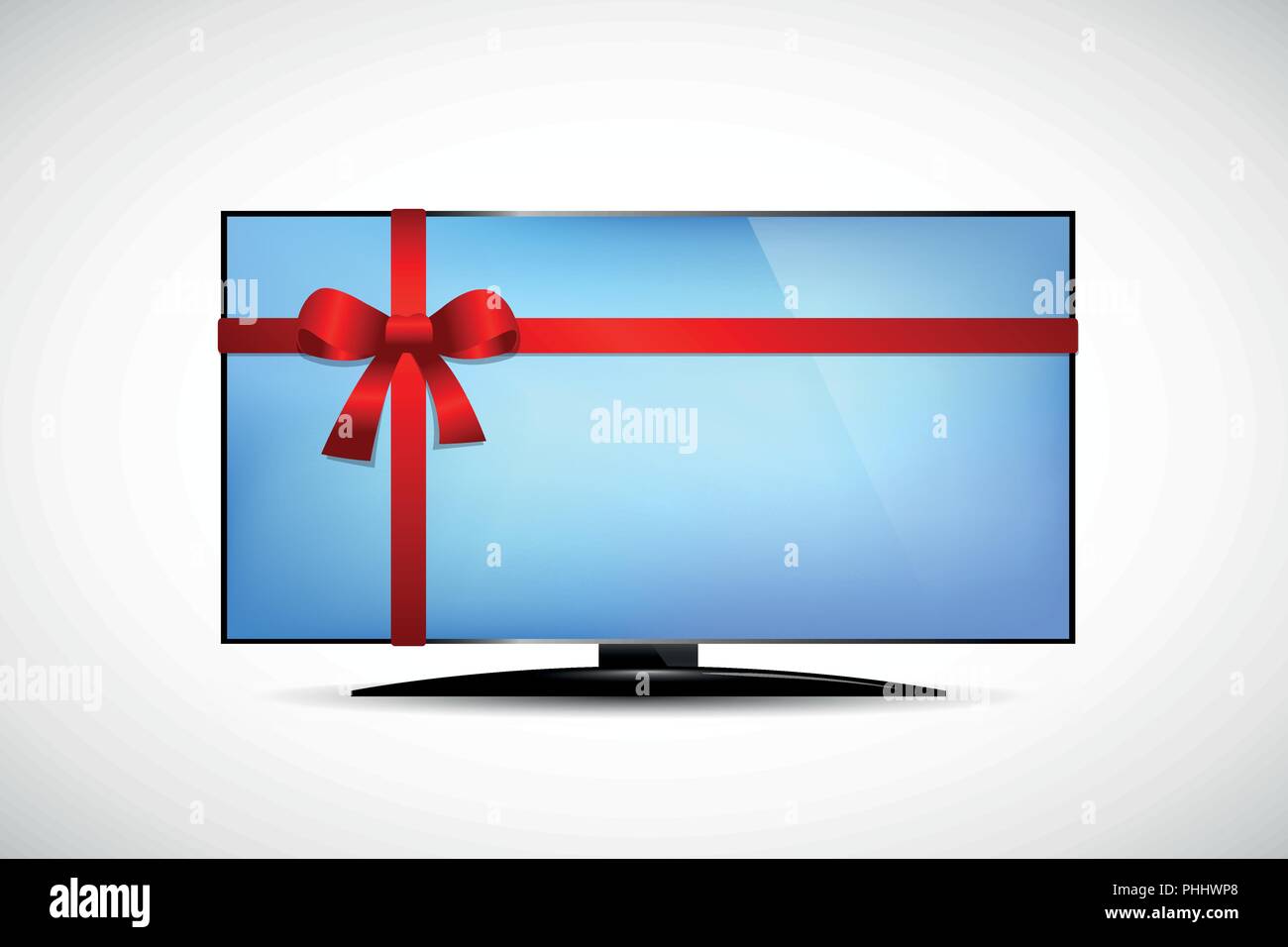 Televisore moderno imballati come un regalo con fiocco rosso illustrazione vettoriale EPS10 Illustrazione Vettoriale