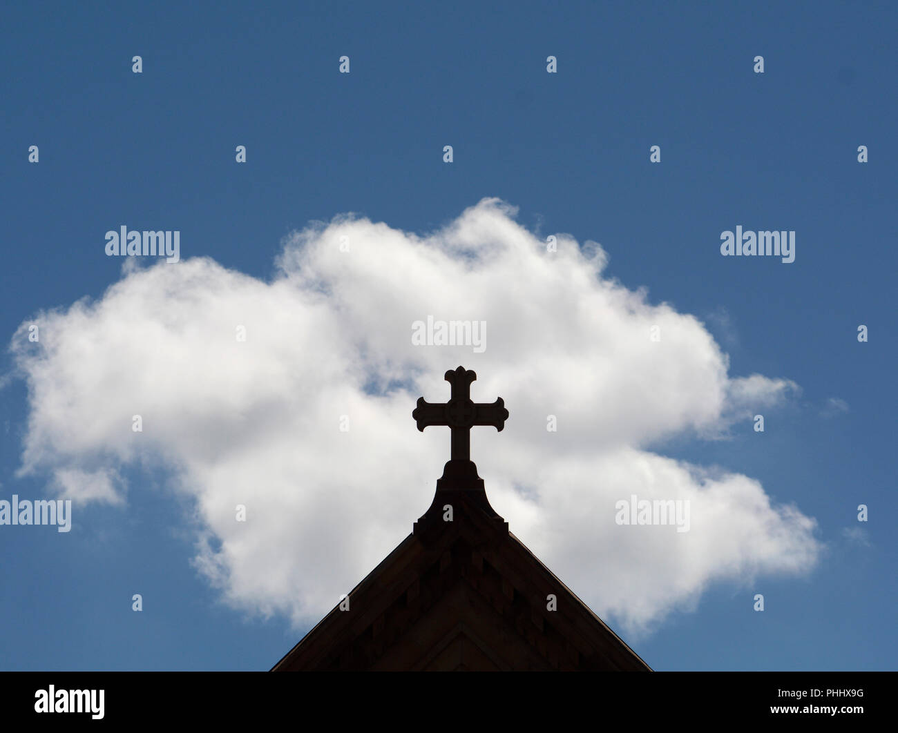 Una croce di pietra su San Francesco nella Cattedrale di Santa Fe, New Mexico USA Foto Stock