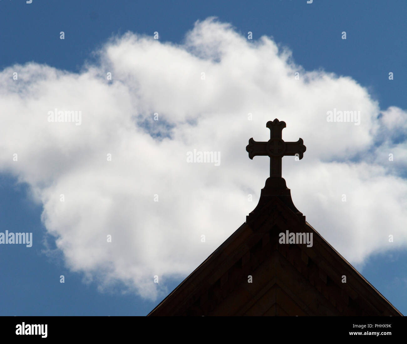 Una croce di pietra su San Francesco nella Cattedrale di Santa Fe, New Mexico USA Foto Stock