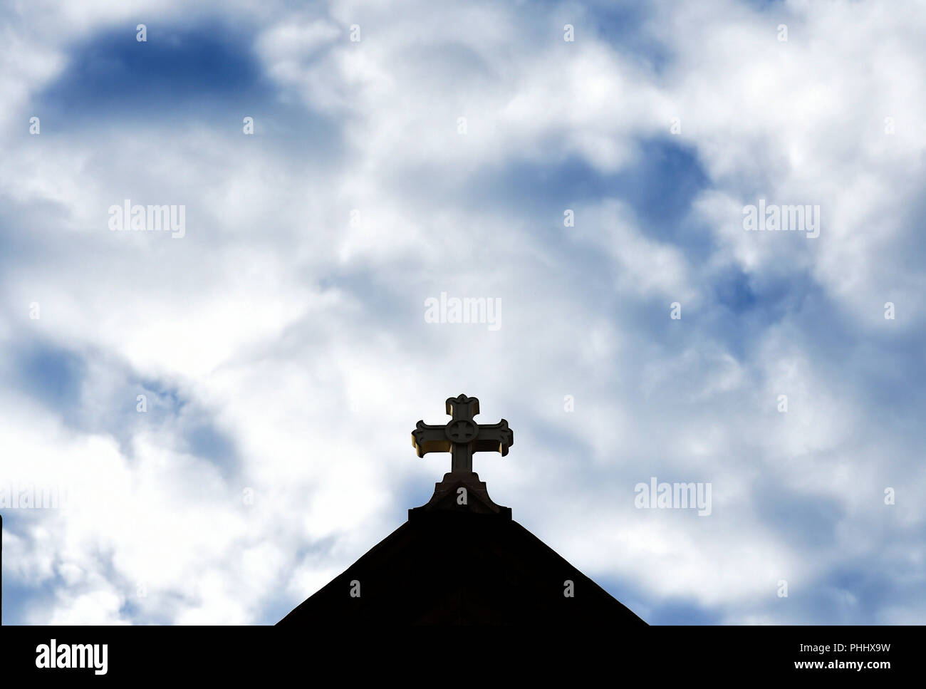 Una croce di pietra su San Francesco nella Cattedrale di Santa Fe, New Mexico USA Foto Stock