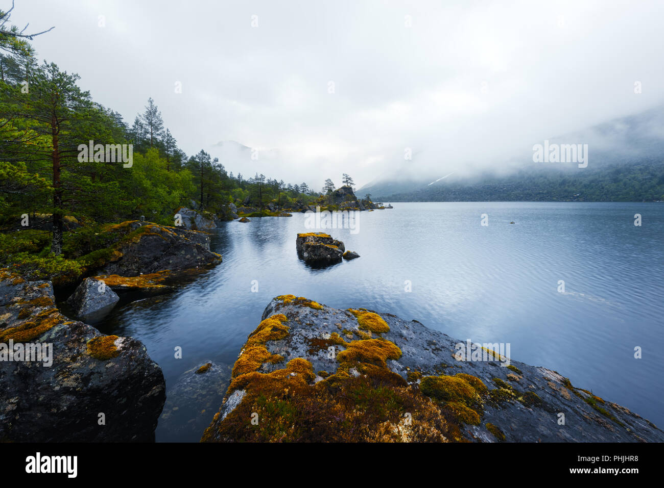 Serata incredibile paesaggio sul lago Innerdalsvatna Foto Stock