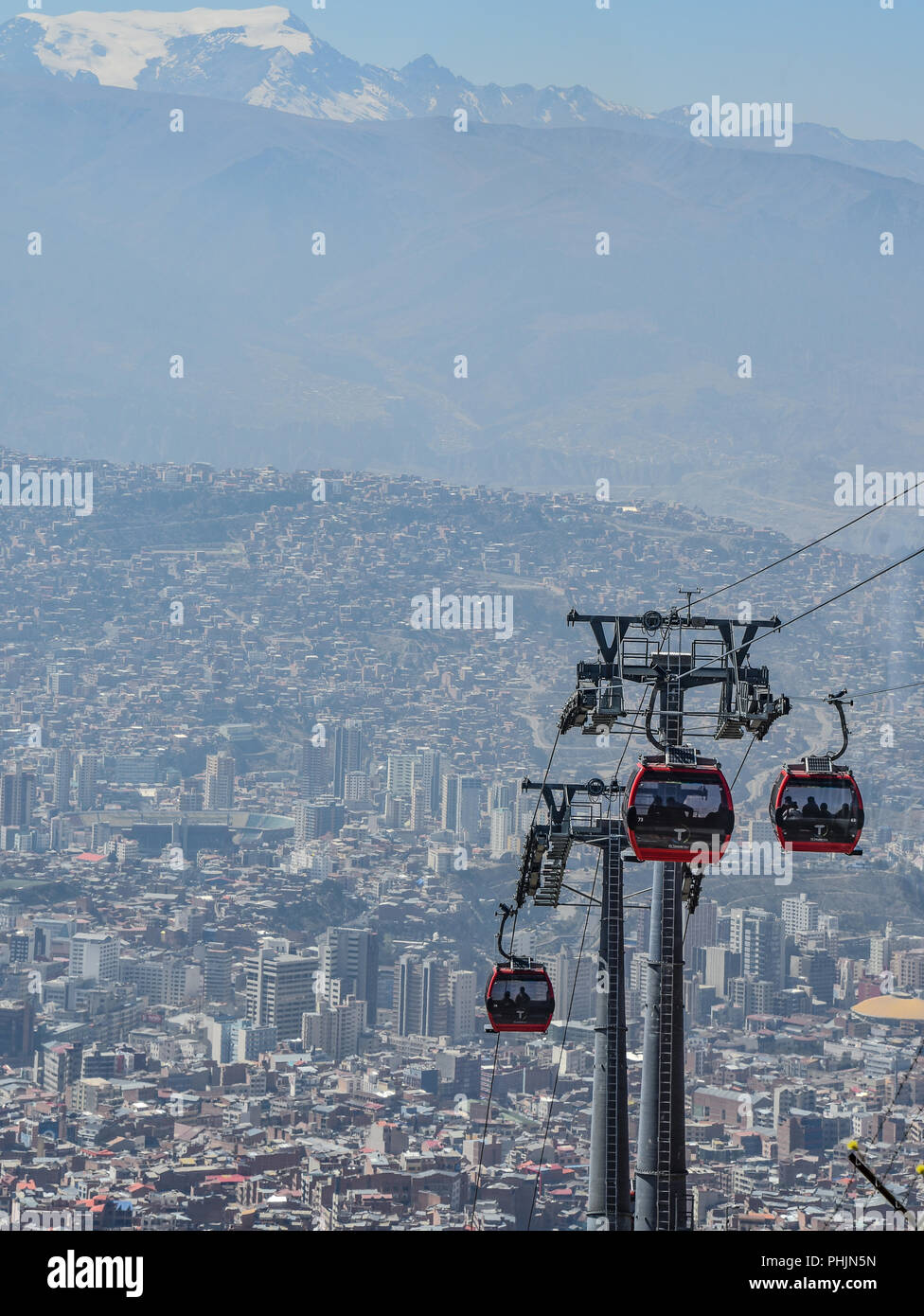 Mi Teleferico, il trasporto pubblico funivia, sistema di El Alto, La Paz, Bolivia Foto Stock