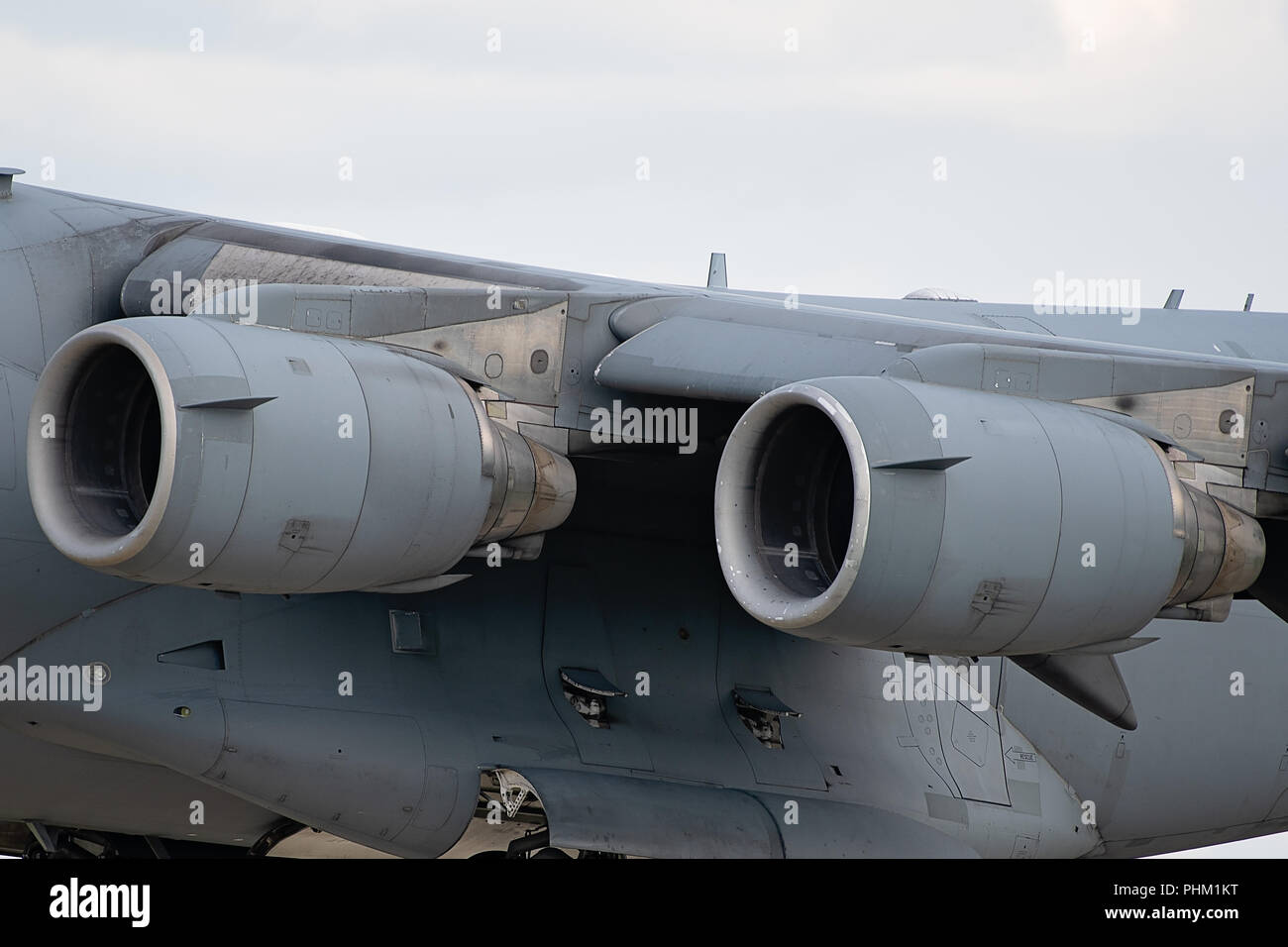 Oshkosh, WI - 28 Luglio 2018: un'immagine ravvicinata della C-17 motori Globemaster Foto Stock