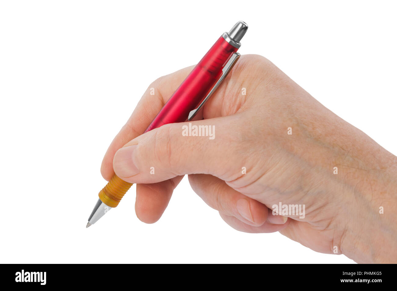 Mano con penna Foto Stock