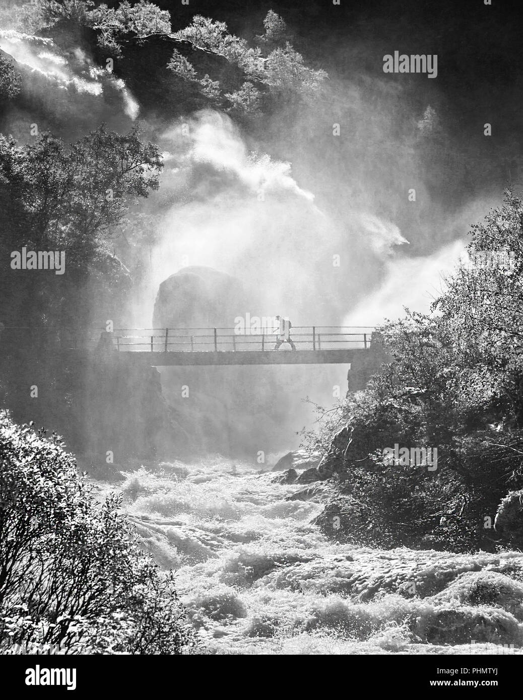 Cascata Briksdalen, Norvegia. Foto Stock