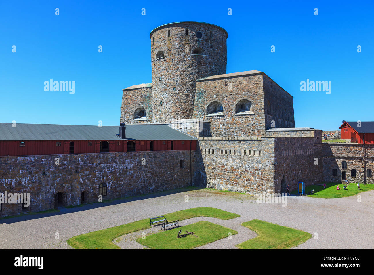 La vista sul cortile in fortezza Marstrands in Svezia Foto Stock