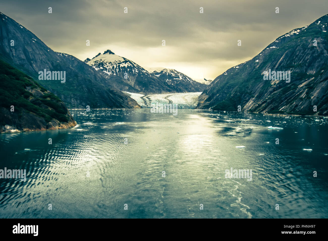 Tracy arm fjord scenario in giugno in Alaska Foto Stock