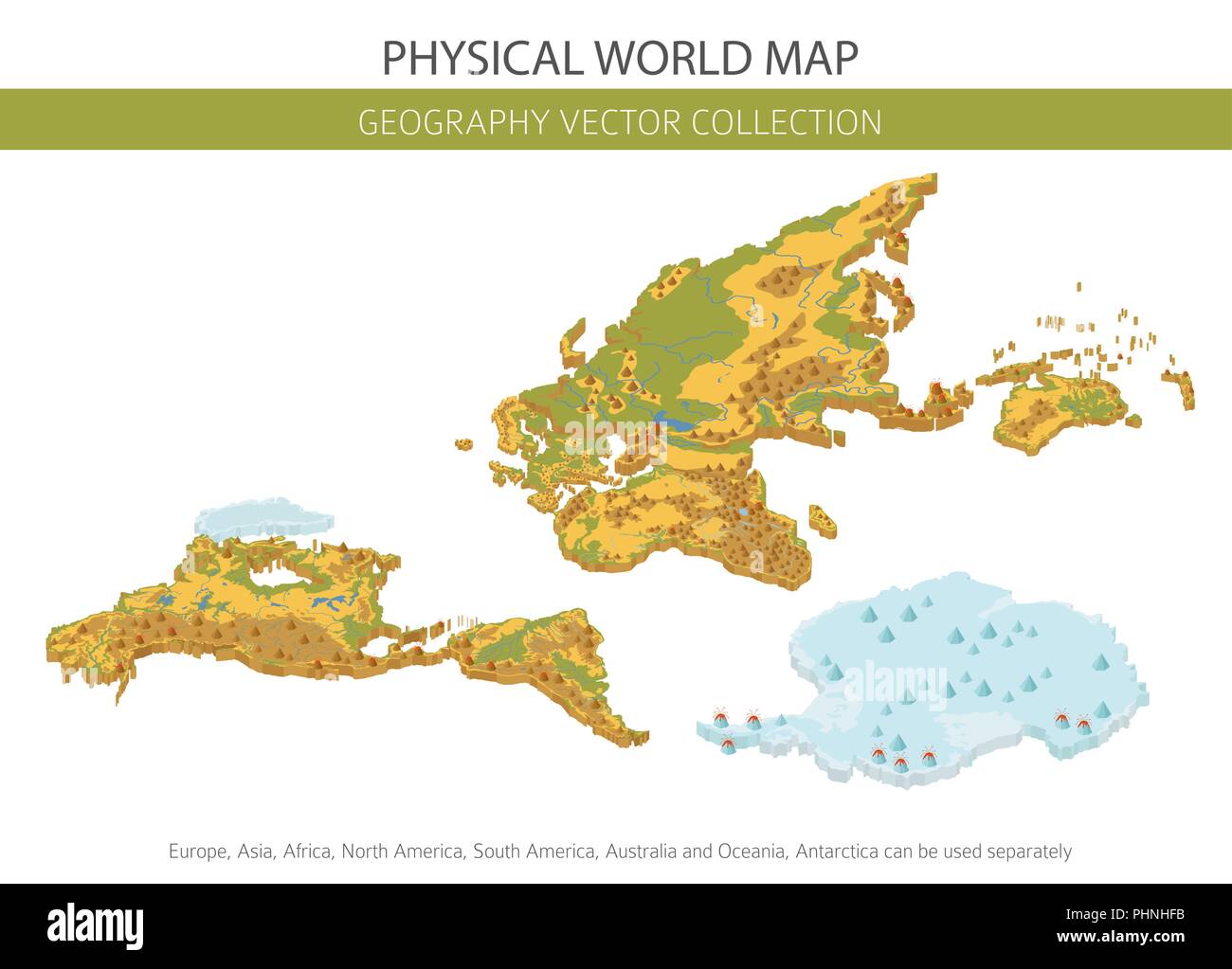 Vista isometrica mondo 3d di elementi della mappa. Costruire la propria geografia info collezione grafica. Illustrazione Vettoriale Illustrazione Vettoriale