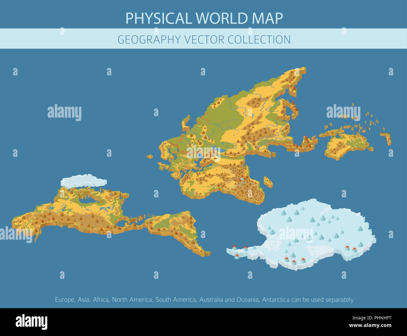 Vista isometrica mondo 3d di elementi della mappa. Costruire la propria geografia info collezione grafica. Illustrazione Vettoriale Illustrazione Vettoriale