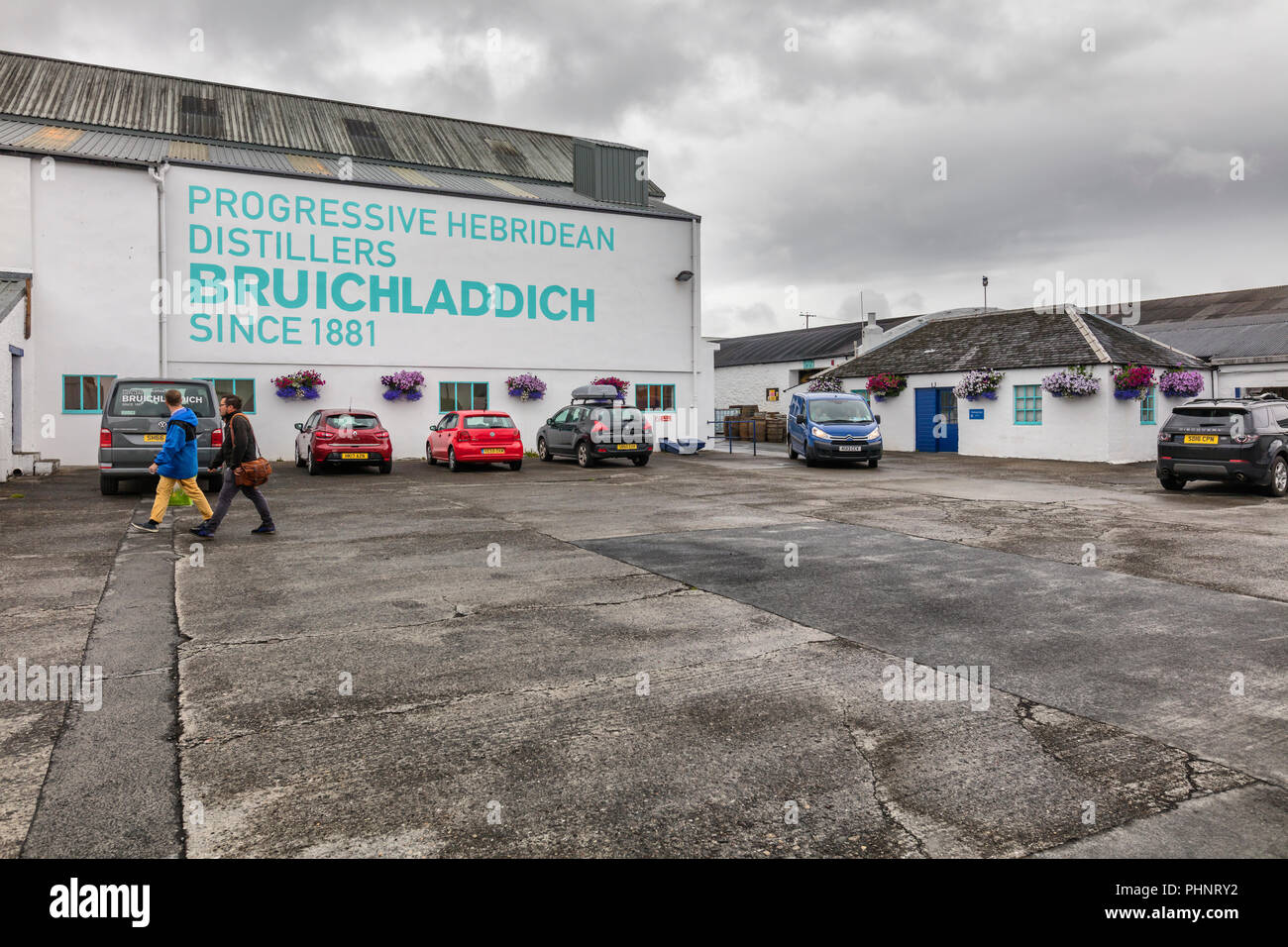 Bruichladdich distillery, Islay, Ebridi Interne, Argyll, Scotland, Regno Unito Foto Stock