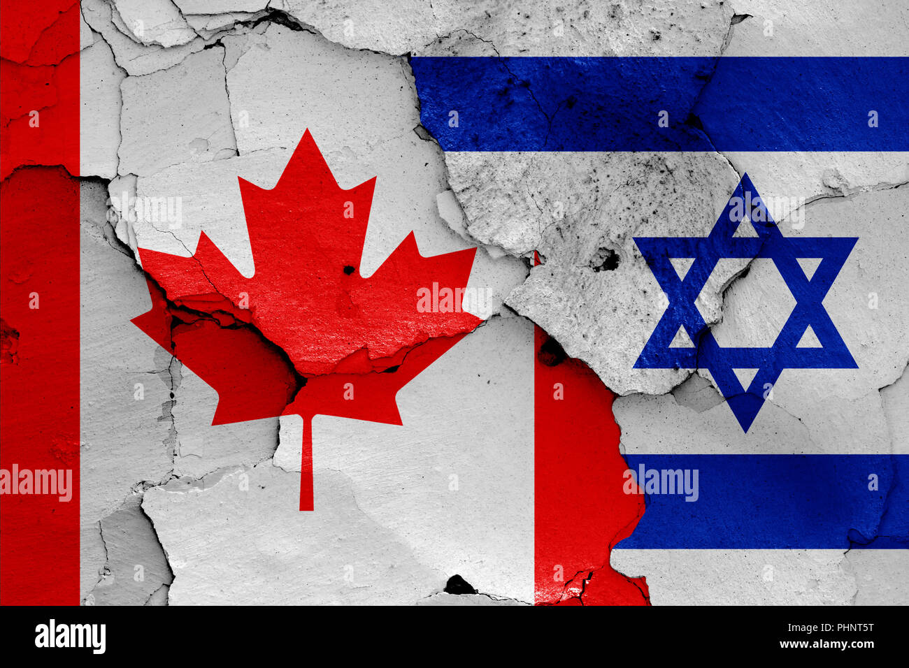 Bandiere di Canada e Israele Foto Stock